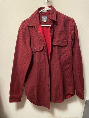 J.Crew Heavyweight Chamois Workshirt Shacket Red Mini Check Men’s Small